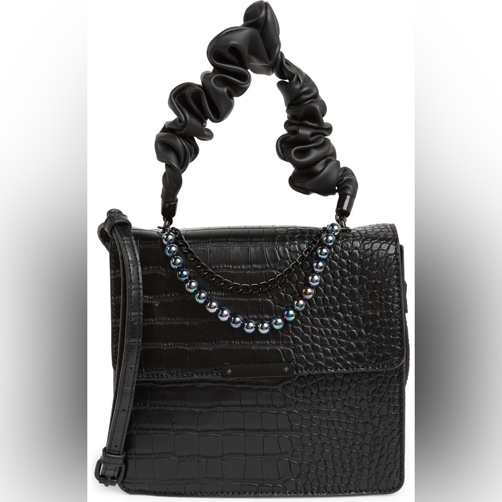 ⚜️Betsey Johnson Scrunchie Handle Black Crossbody Bag! NWT!